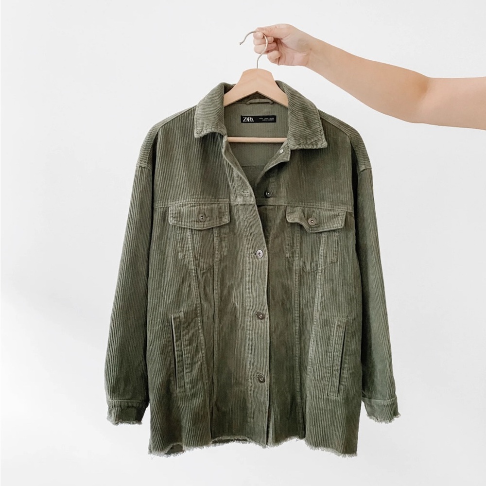 Zara Khaki Corduroy Utility Jacket